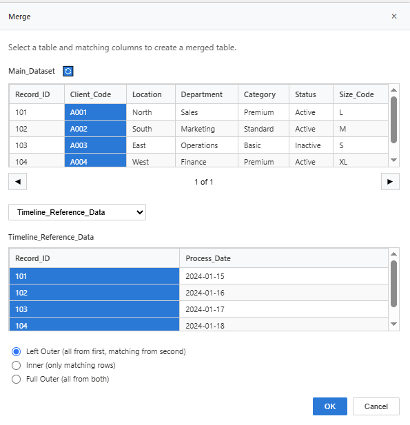 PowerQuery Merge Dialogue Box